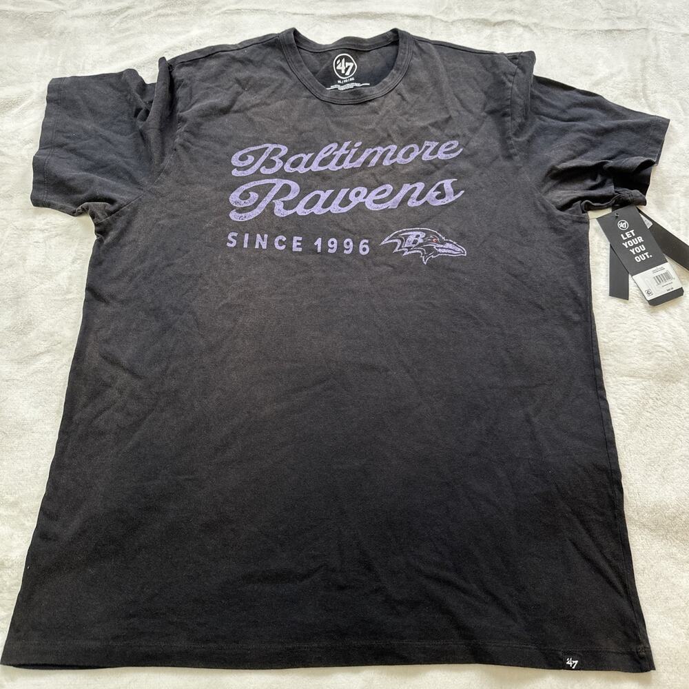 '47 Brand Baltimore Ravens T Shirt Men's Size XL Black‎ Lived In Look Cotton NEW